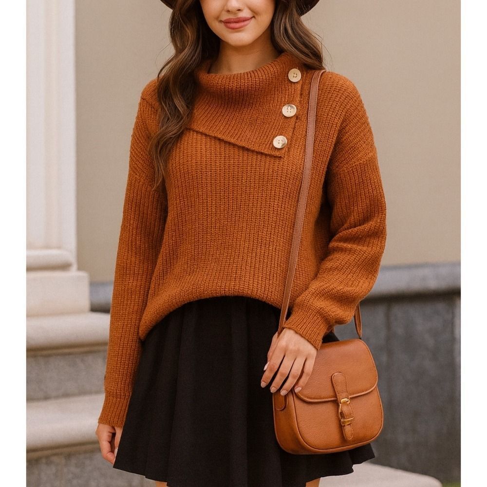 ARIANNA Womens Brown Chunky Long Sleeve Knit Pullover Sweater sz XL Cozy Laggen